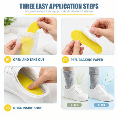 Lemon Scented Shoe Deodorizer Patches Odor Eliminating Stickers for Sneakers and Insoles 10 Pieces