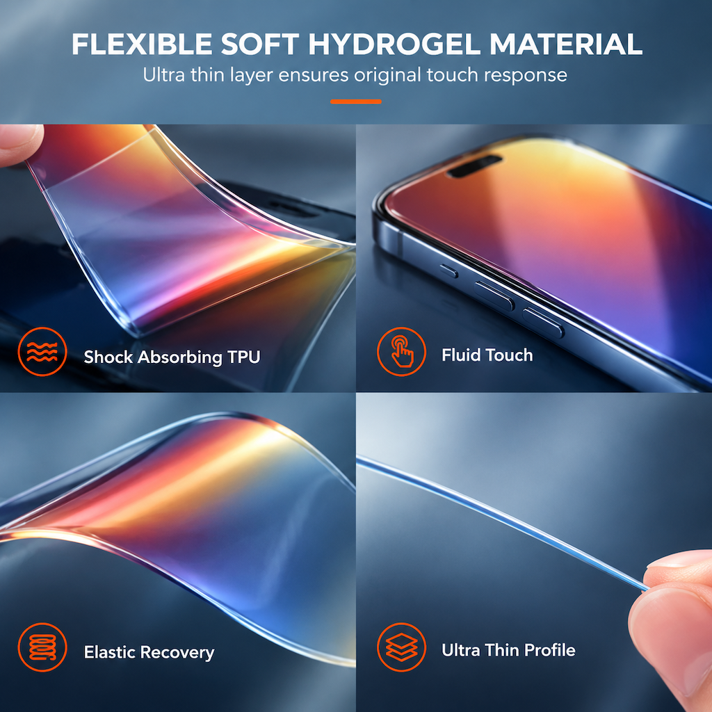 Gradient Privacy Hydrogel Screen Protector Colorful Anti TPU Film with Easy Installation Positioning Sticker Compatible with 18 Pro Max 17 Air 16 15 14 Series