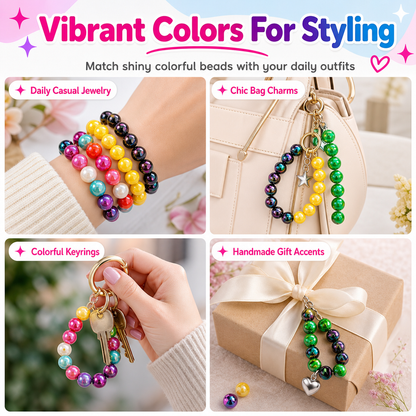 DIY Electroplated Glossy Round Beads Craft Set