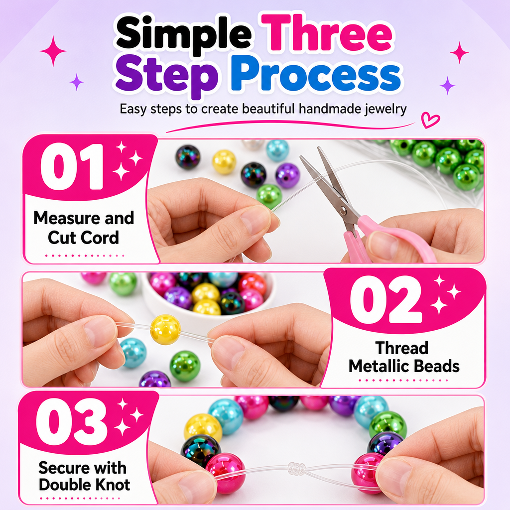 DIY Electroplated Glossy Round Beads Craft Set