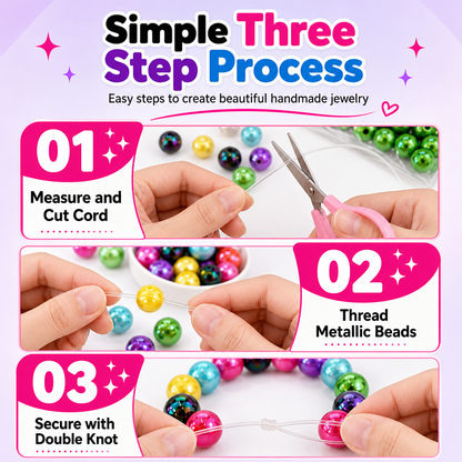 DIY Electroplated Glossy Round Beads Craft Set