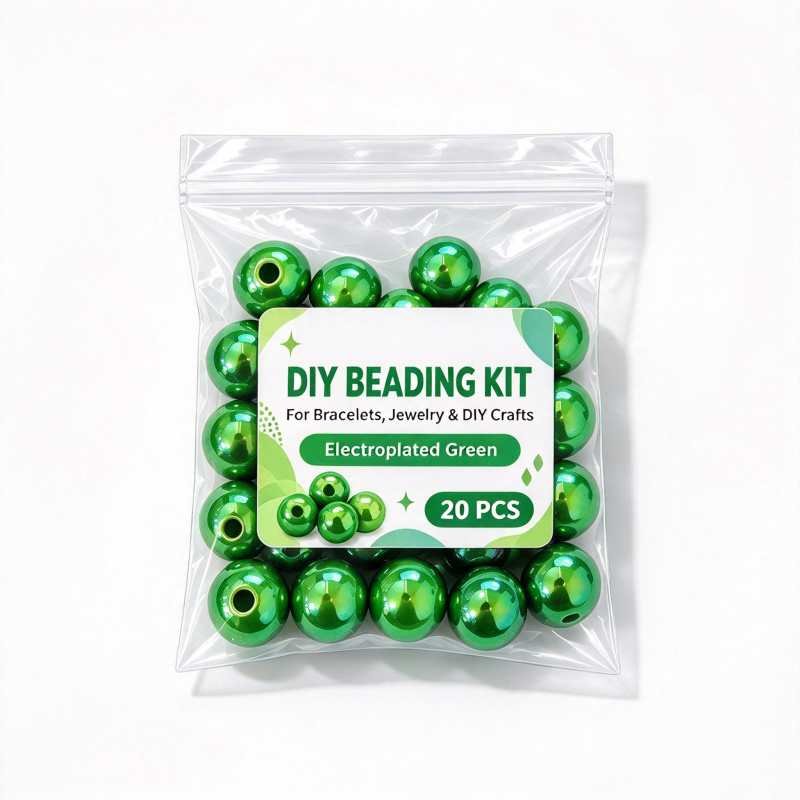 DIY Electroplated Glossy Round Beads Craft Set