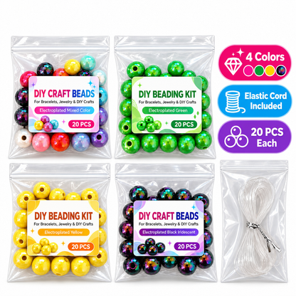 DIY Electroplated Glossy Round Beads Craft Set