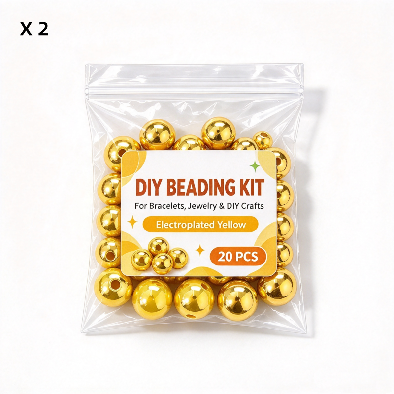 DIY Electroplated Glossy Round Beads Craft Set