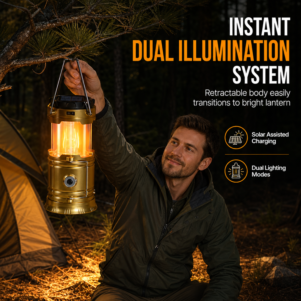 Portable Solar LED Camping Lantern for Outdoor and Emergency Use