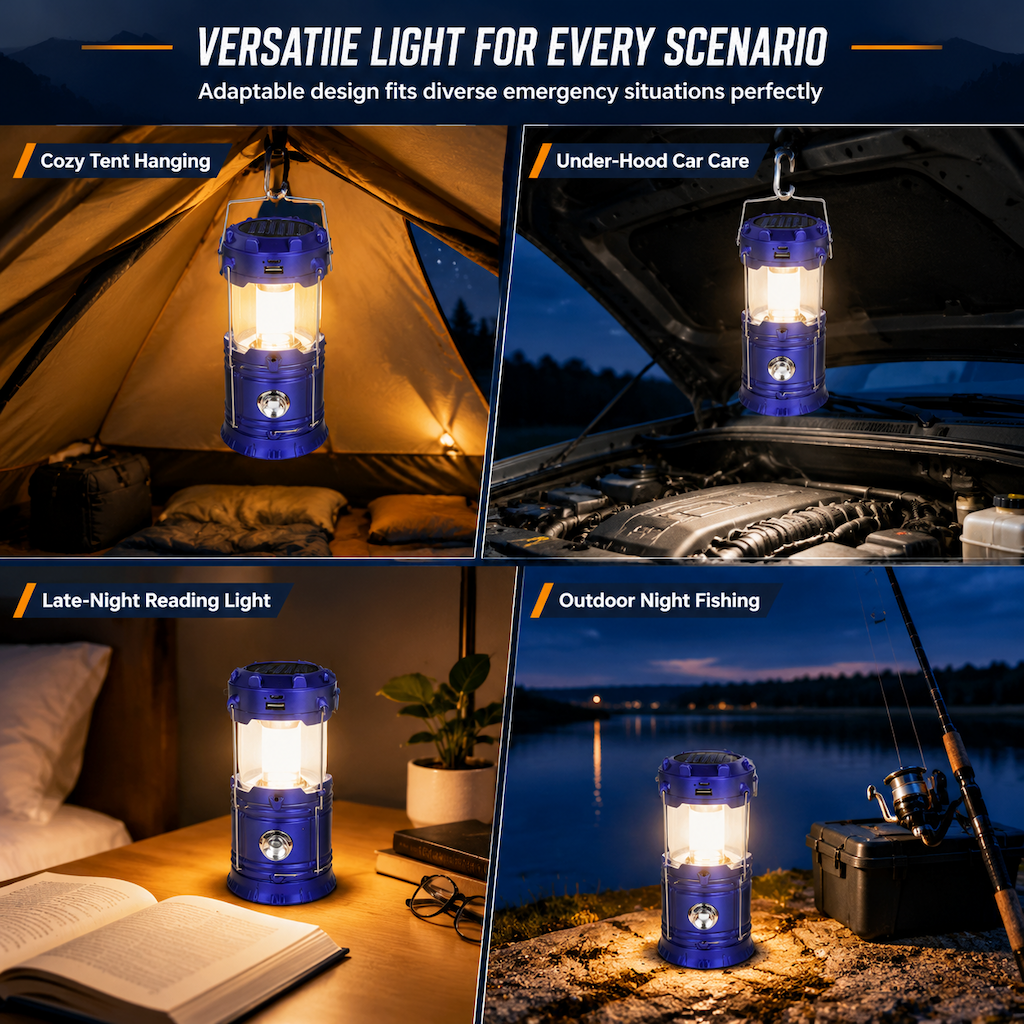 Portable Solar LED Camping Lantern for Outdoor and Emergency Use