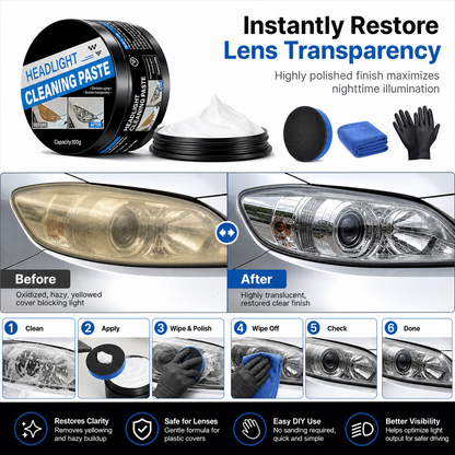 🚗Car Headlight Restoration Paste and Polishing Cream for Removing Oxidation Yellowing and Haziness