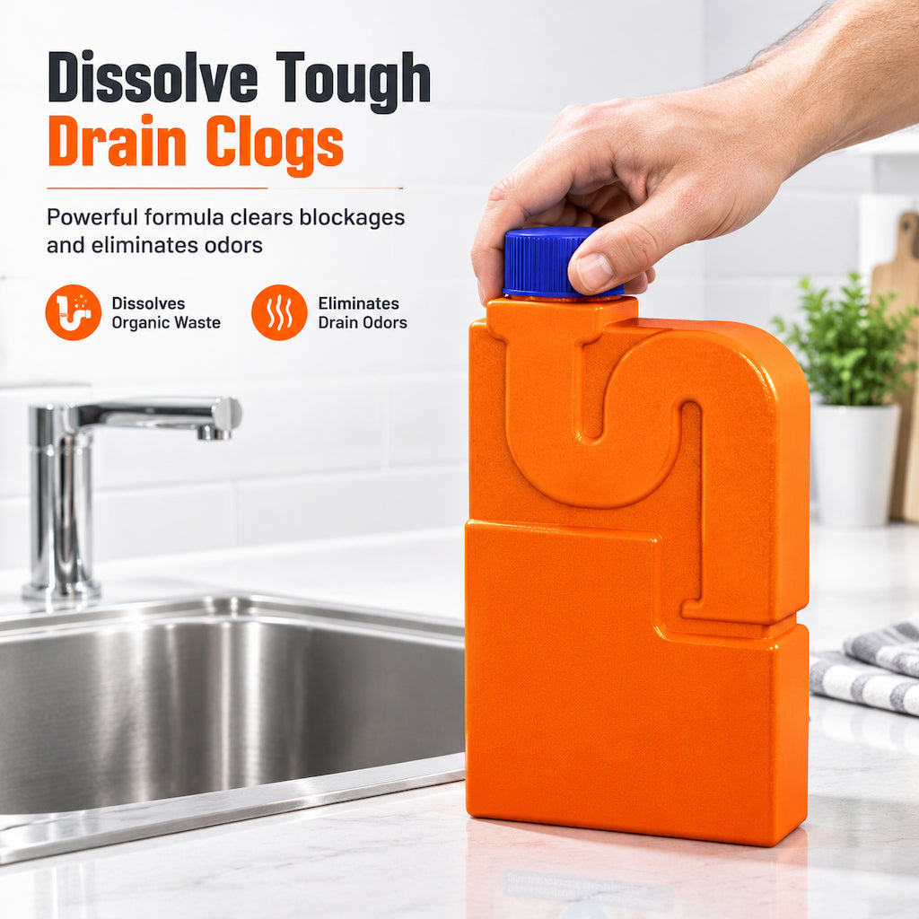🚰50% OFF NOW! Household Drain Clog Remover Pipe Dredge Agent – Powerful Drain Cleaner, Dissolves Hair, Grease & Organic Blockages, Eliminates Sewer Odors for Kitchen Sink, Shower & Bathroom Drains