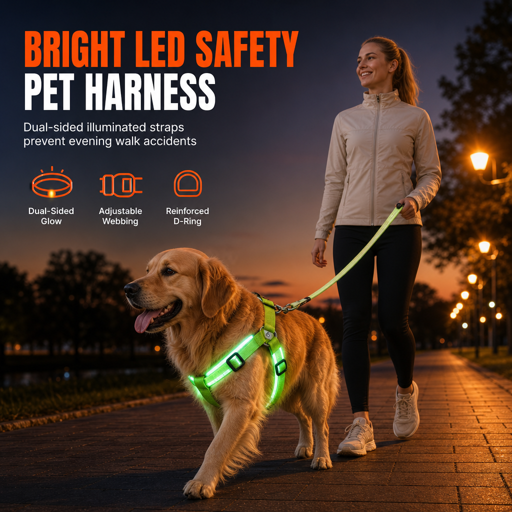 Adjustable LED Dog Harness Luminous Flashing Pet Chest Strap