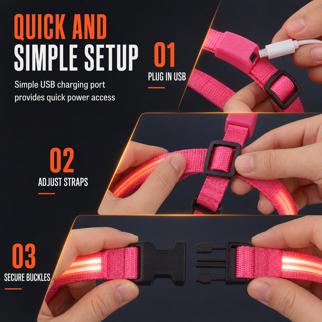 Adjustable LED Dog Harness Luminous Flashing Pet Chest Strap