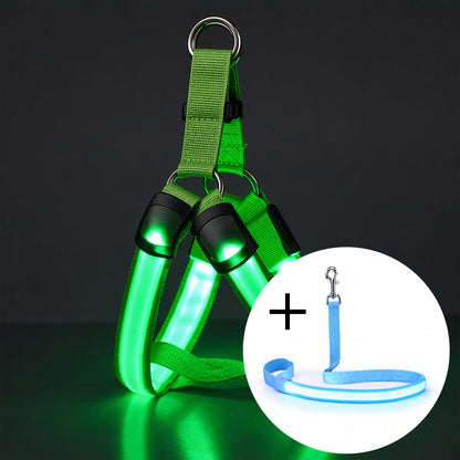 Adjustable LED Dog Harness Luminous Flashing Pet Chest Strap