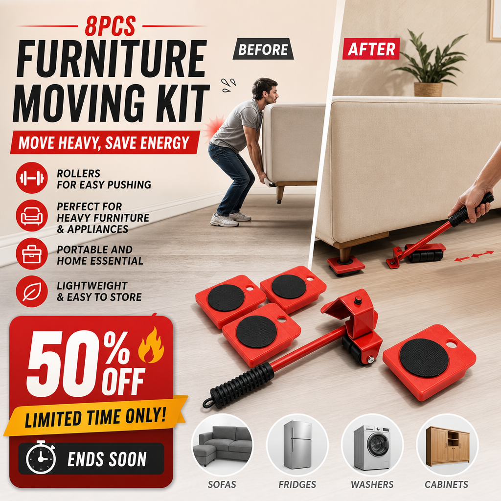 🎁Furniture Moving System – lift & slide up to 800 lbs, 360° rotation, floor-friendly pads. Move heavy furniture easily by yourself! 🛡️💪