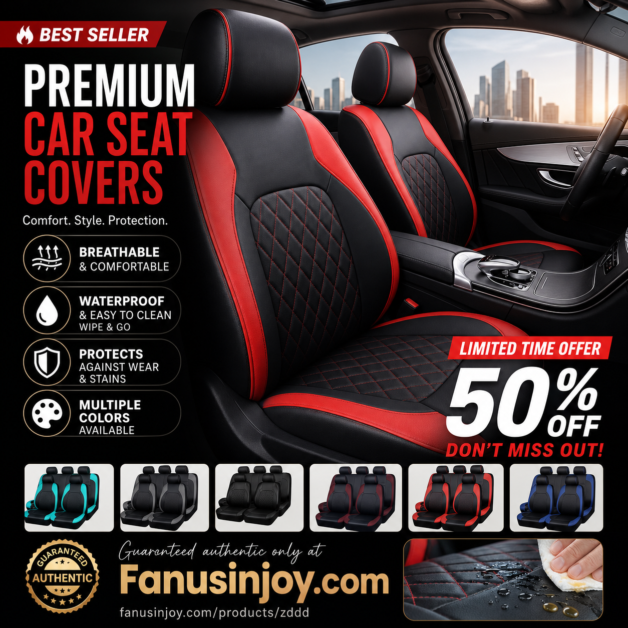 🚗✨9-Piece Leather Car Seat Cover Set – Universal Fit, Breathable & Easy to Clean for a Perfect Interior 🛋️