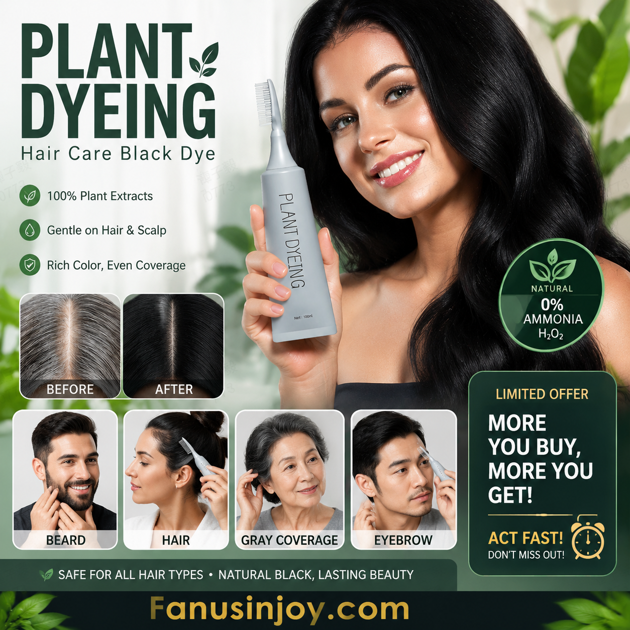 ✨ Premium Plant-Based Hair Dye for Salon-Perfect Roots – 100% Plant Power, Easy to Use & Covers Gray Hair in 5 Minutes 🌿