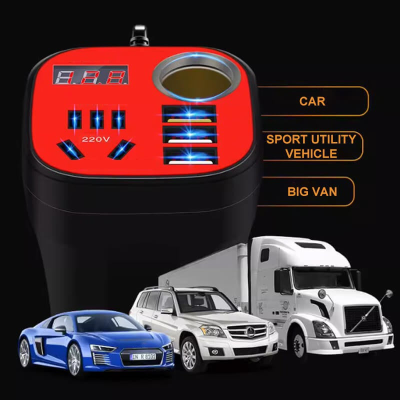 Car Mounted Cup Type Inverter Converter QC Charger ✨Big Sale 60% ✨